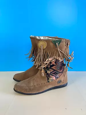 Panama Jack Suede Ankle Boots Tasselled Fringing Boho Navajo UK5 Pull On • £39.99