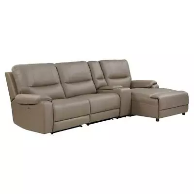 Pemberly Row 4-Piece Right Chaise Modular Power Reclining Sectional In Brown • $2433.29