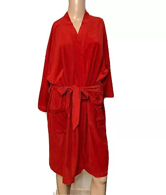 Vintage Sears Mens Store Robe Red Belt One Size Chest 36-48 Perma-Prest 1970s • $26