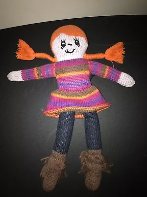 Hanna Andersson 12  Pigtail Girl Crochet Plush Doll Toy Used Childrens Dolly • $10