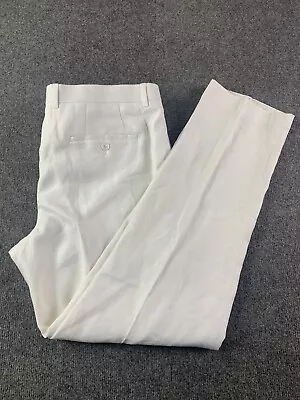 Le Chateau Mens 100% Linen Flat Front Pants Size 34x31 White • $30.61