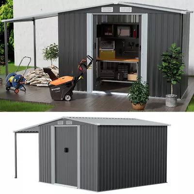 Galvanised Metal Steel Garden Tool Storage Sheds Slide Door Ventilation Sturdy • £415.95