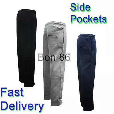 New Mens Soft Fleece Open Bottom Jogging Trouser Big Sizes S-8XL • £8.99