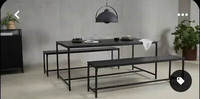 £175 • Buy Lomond Black Table And Bench Set Made.com