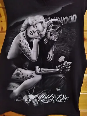 Ride Or Die Marylin Monroe Skull Motorcycle Black Shirt Mens Size Large • $5.99