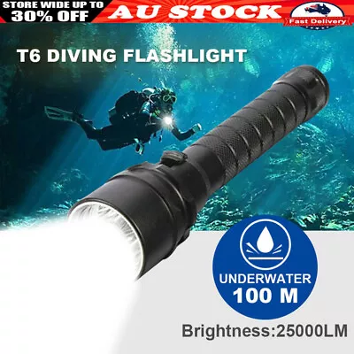 25000Lm T6 Torch Light Lamp Underwater 100m LED Scuba Diving Flashlight New • $29.85