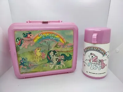 VTG 1986 Aladdin My Little Pony Pink Plastic Lunchbox With 1987 Thermos • $12.99