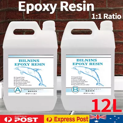 12L 1:1 Epoxy Resin Casting Ultra Clear Craft AB Liquid Kit Coating Paste DIY • $299.99