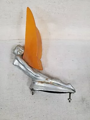 Flying Lady Winged Goddess Hood Ornament (Chrome With Orange Wings) • $200