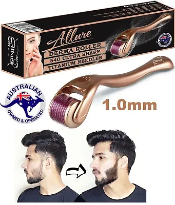 $21.95 • Buy Allure Beard Derma Roller 540 Titanium 1.0mm Needles Hair Growth Dermaroller 
