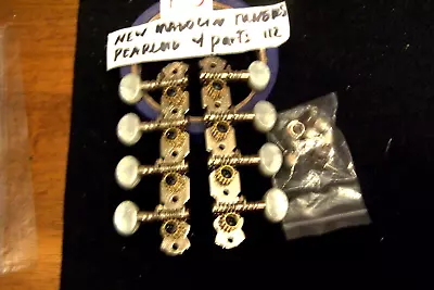 Nos Quality Korea Chrome Mandolin Tuners Pearloid Buttons (#f-5) Cheap Shipping • $19