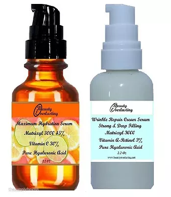 *30% Vitamin C 45% Matrixyl 3000Hyaluronic Acid+3% Retinol-Vitamin A   TRY SET! • $27.98