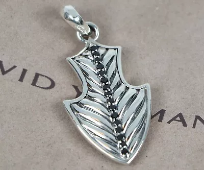 Men's David Yurman Chevron Silver Black Diamond Arrowhead Shield Pendant • $375