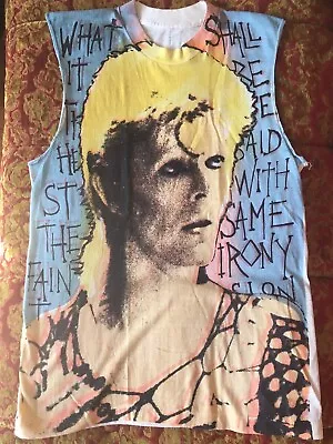 TRUE VTG 80s Mosquitohead David Bowie All Over Print Shirt Fifth Column Iggy Pop • $1249.98