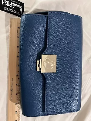 VERSACE COLLECTION Medusa LEATHER CLUTCH WALLET / WRIST BAG Blue Beautiful • $68