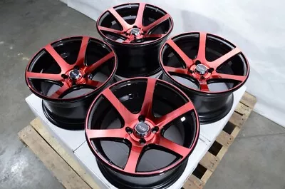 15x8 Black Red Wheels Rims Acura Integra Miata Cooper Corolla Yaris Civic Accord • $644