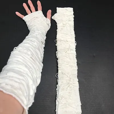Long Mummy Gloves White Arm Warmers Ghost Costume Covers Mens Zombie Ghoul Wrap • $34