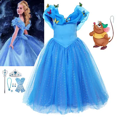 Girls Princess Fancy Dress Up Cosplay Party Book Day Outfits Costume Cinderella • £5.82