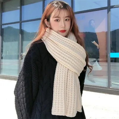 Women Men Winter Thick Cable Knit Wrap Chunky Long Soft Warm Scarves • £5.79