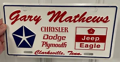 Vintage Gary Mathews Chrysler Dodge Dealership License Plate Clarksville TN • $29.90