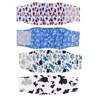 4 Packs Reusable Washable Male Dog Wraps Belly Band For Male Dog Diapers XS • $9.95