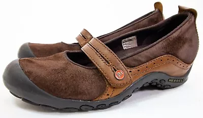 Merrell Plaza Bandeau Mary Jane Shoes Size 8 Women's Suede Leather Upper Brown • $16.99