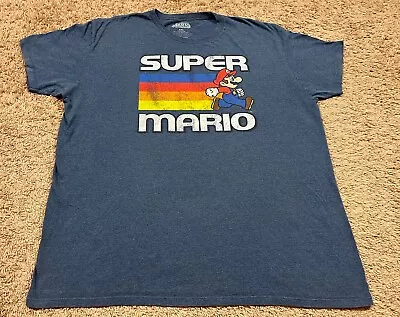 Nintendo Super Mario 2017 Blue Video Game Graphic Print Men Size 2XL Tee T-Shirt • $9.99