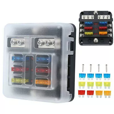 Blade Fuse Box 6 Way Distribution Bar Bus Boat Car Kit Marine Holder 12V/32V • £9.89