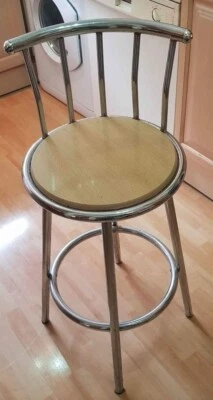 £25 • Buy Kitchen, Breakfast, Bar Chrome/ Wood High Chairs/ Stools X 2