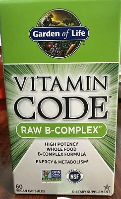 Garde Of Life Vitamin Code Raw B-Complex 60 Vegan Caps Gluten-Free Kosher No • $24