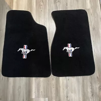 1979-1993 Ford Mustang CARPET Black Floor Mats W/ Embroidered Pony Logo 2-PC • $119.99