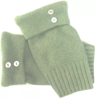 Fingerless Gloves Green Cashmere Wool S M L Small Medium Large Mittens Winter Os • $34.98