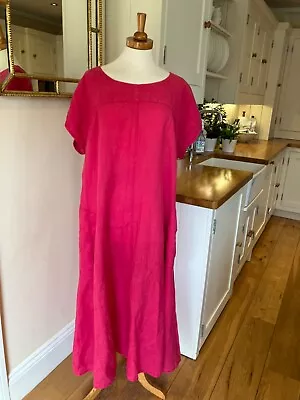 Lovely Sahara Fuschia Pink Linen Dress XL • £16.99