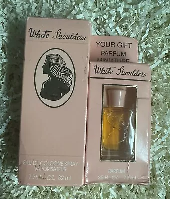 Vintage White Shoulders Eau De Cologne 2.75 Oz & Mini Perfume Parfum 0.25 Oz Set • $45