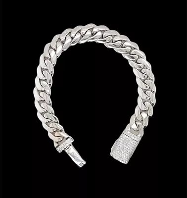 50.2 Gr 10k Solid White Gold Diamond Mens Miami Cuban Link Bracelet 10.9 MM 7.5  • $3350