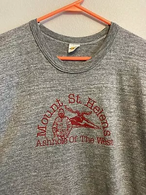 Vtg Mount St Helens “Ashhole Of The West” Russell Athletic T-shirt Cotton Rayon • $24.99