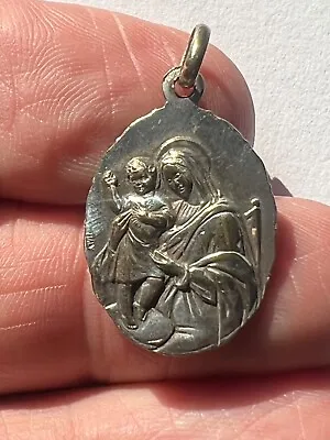 Antique Silver Rwligious Medal. Mary Baby Jesus Saint Pallotti • $10