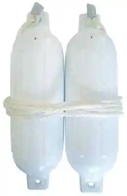 SEACHOICE Boat Fender Kit 2 Pack WHITE 5.5  X 20  W/ 3/8  X 5  Line NEW 79251 • $39.95