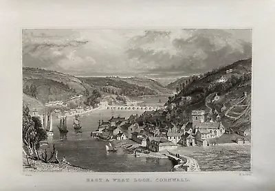 1832 Antique Print; East And West Looe Cornwall After T. Allom • $12.42