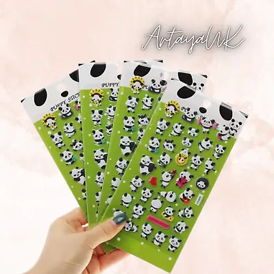 UK Panda Puffy 1 Sheet 3D Cute Kids Craft Stickers Journal Scrapbook Supplies • £2.15