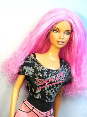 Barbie Doll Wig Size 4 Tibetan Lamb Mohair OOAK Custom Bright Pink #1 • $19.54