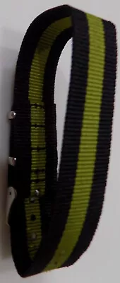 EZ Pass Thru Nylon ONE PIECE Fits Any 20mm Watch Band Black W/Lime Green Stripe • $7.99