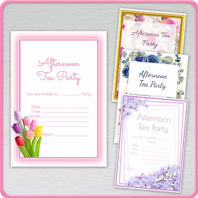 Afternoon Tea Invitations Party Invites Pack With Envelopes Garden Birthday • £2.75