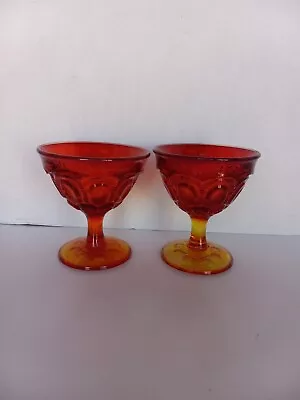 Vintage L E Smith Amberina Moon And Stars Champagne/Sherbert Glasses Lot Of 2 • $10