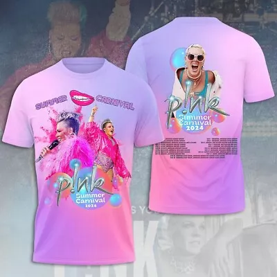 Pink Singer P!nk Summer Carnival 2024 Tour 3D T-Shirt For Men Women All Size • $22.95