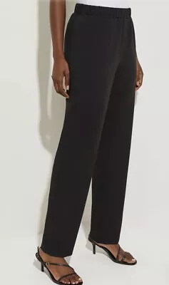 Exclusively MISOOK Black Knit Pants Pull On Straight Leg High Rise Acrylic Sz L • $50