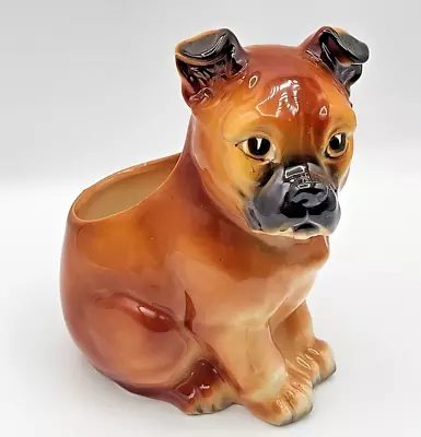 Vtg. Lefton Japan Dog Planter W/Org. Sticker Label Boxer Bulldog Puppy MCM Decor • $15.50