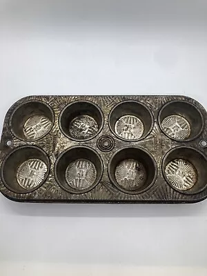 Vtg Bakerex Crown Ware 8-muffin Pan Starburst Design • $12