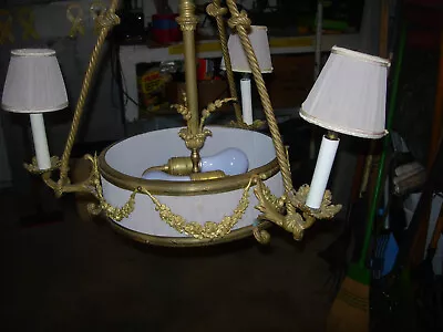 Gorgeous Antique French Empire Chandelier Bronze/brass 3 Arm  5 Light 20” • $250