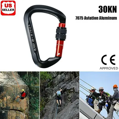 30KN Heavy Duty Screwgate Locking Carabiner D-Ring Clip Hook For Climbing Caving • $9.98